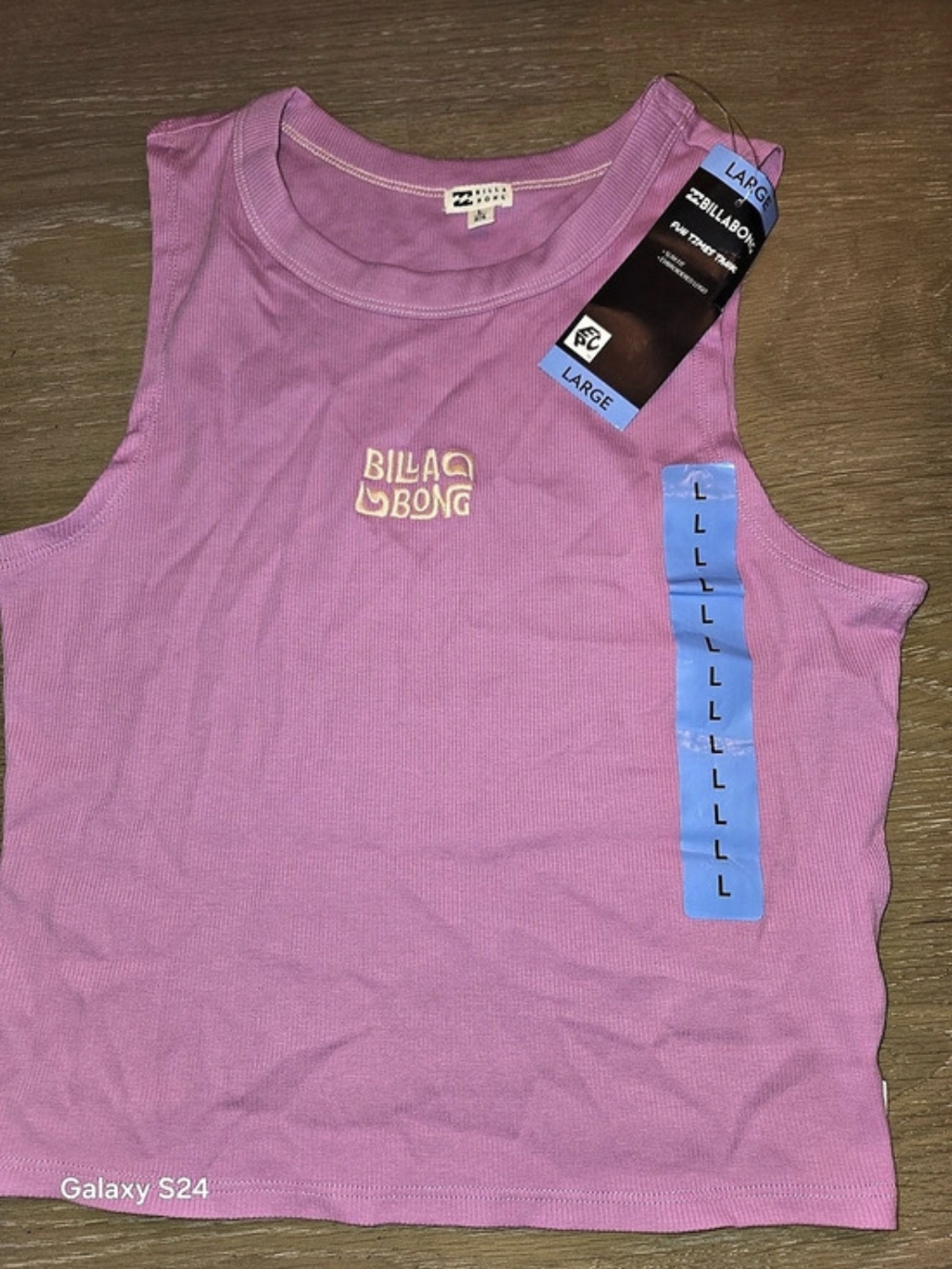 Billabong Fun Times Tank Ribbed Pink Size Large